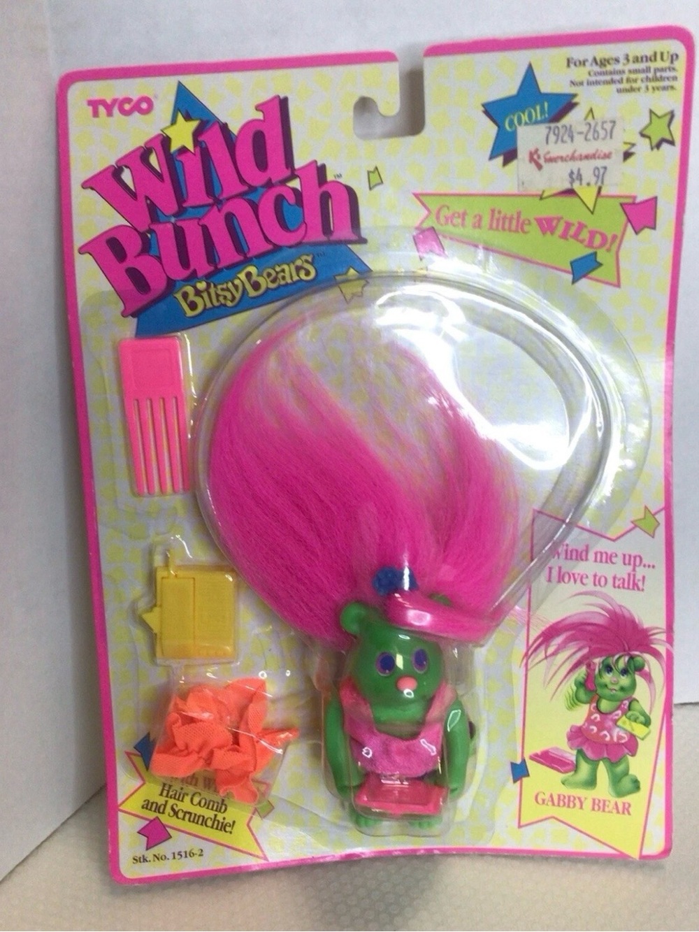 Wild Bunch Bitsy Bears Gabby Bear - Pink Hair Green Body